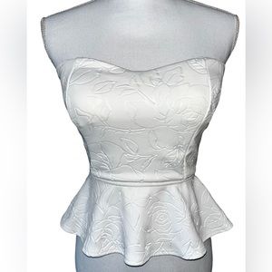 White imprinted floral Tube top